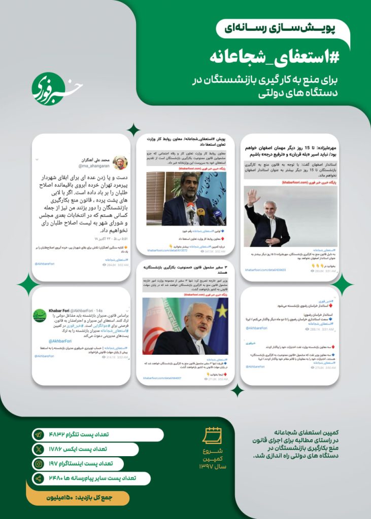 #استعفای_شجاعانه (برای منع بکارگیری بازنشستگان در دستگاه های دولتی)